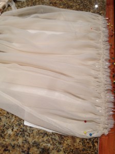 Bodice in progress for silk flower girl dress made by Sue